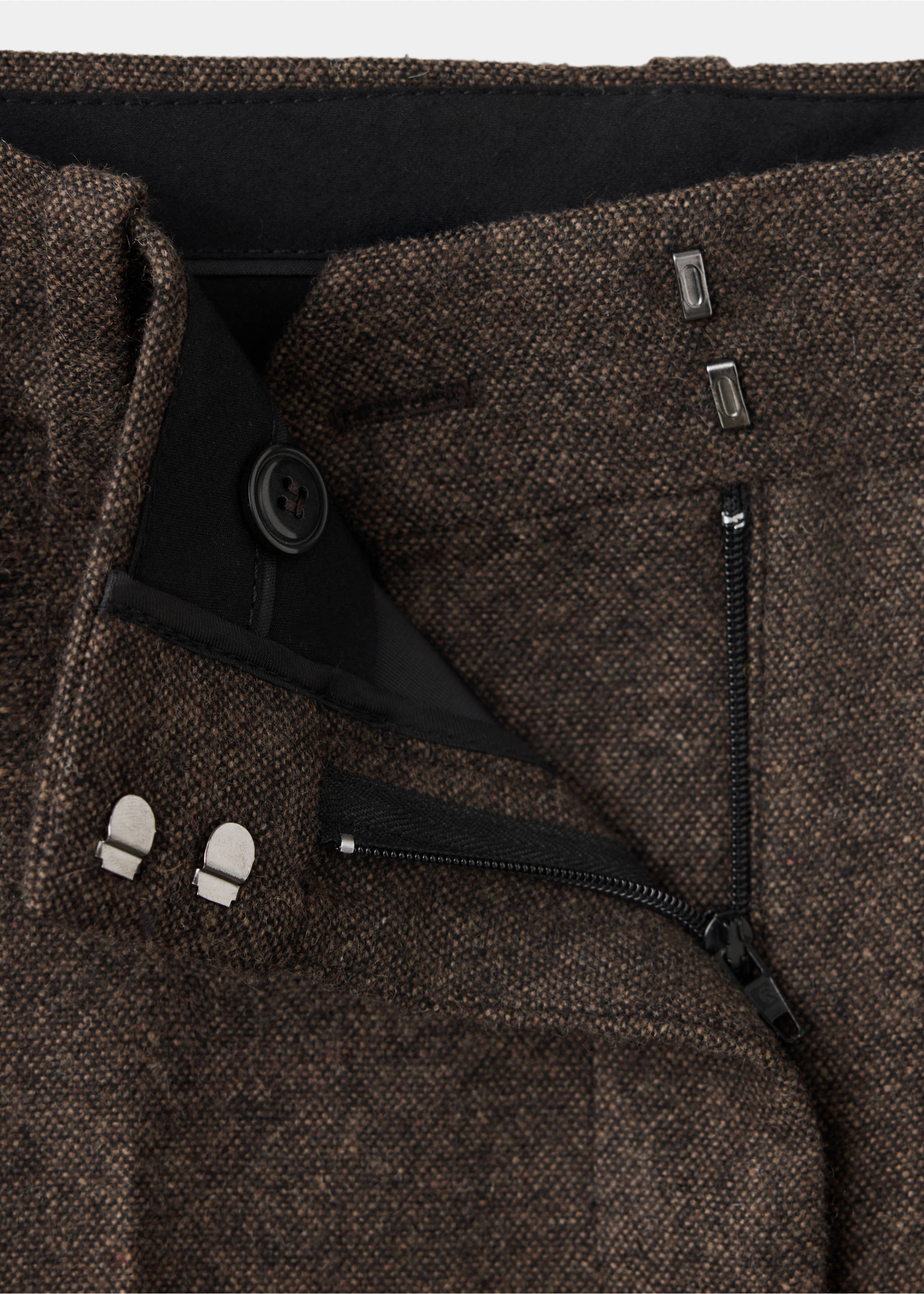 Straight-fit suit trousers - Details of the article 8, Brown. Ref: 37027945-00.