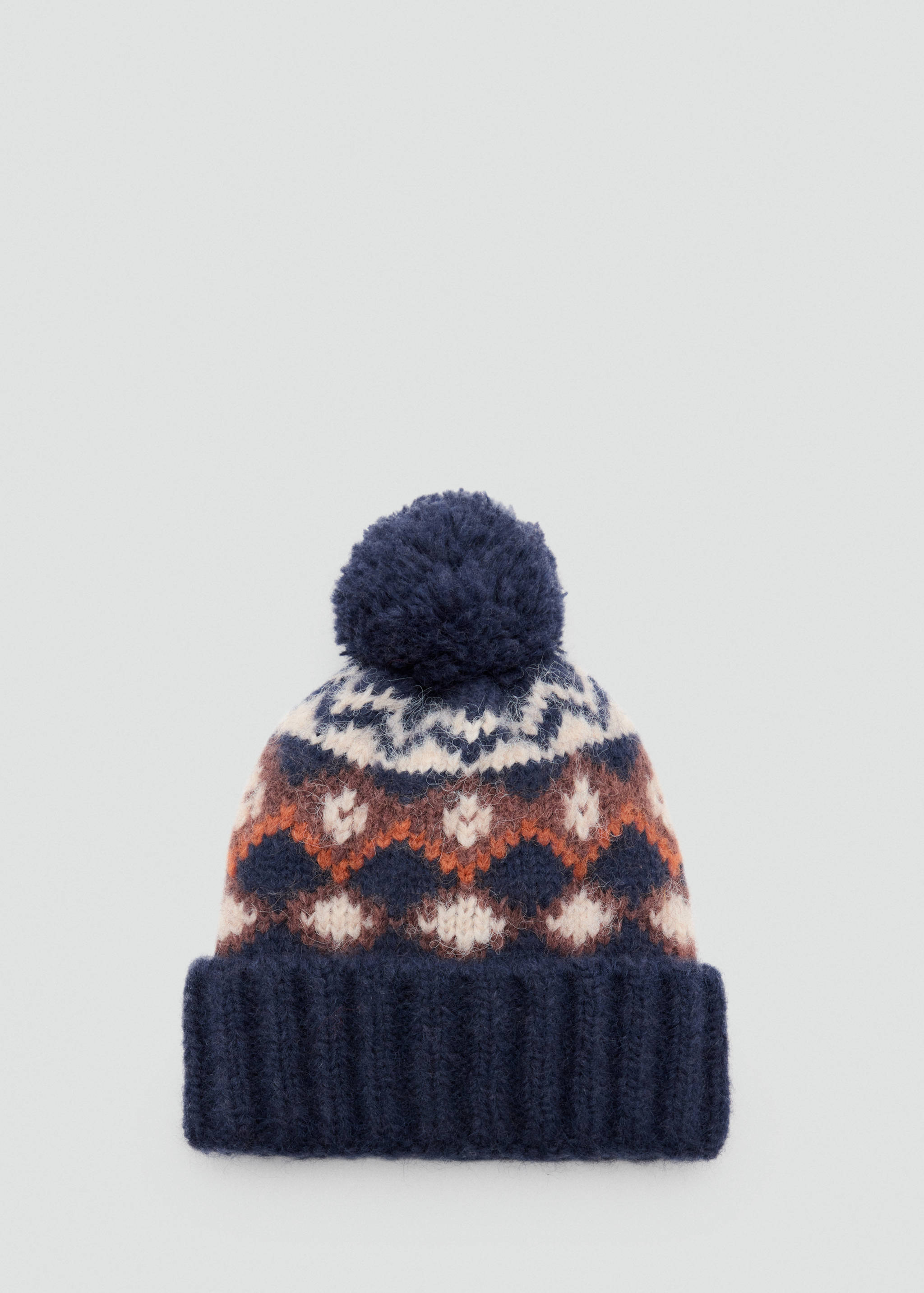 Bonnet jacquard pompon - Article sans modèle