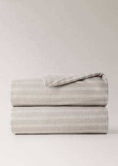 Striped flannel duvet cover for 180 cm bed — Beige 4