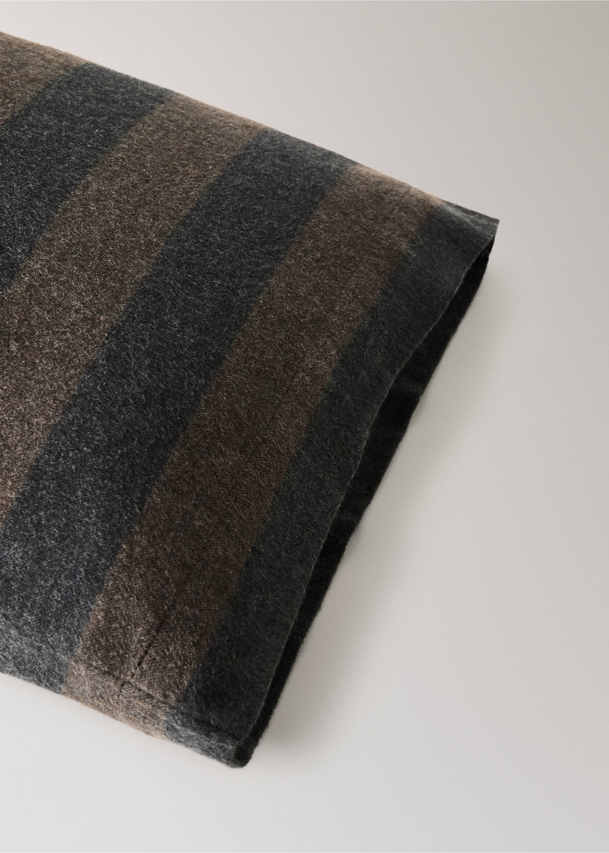 Striped pillowcase in dark grey and brown., Brown. Ref: 37028273-00.