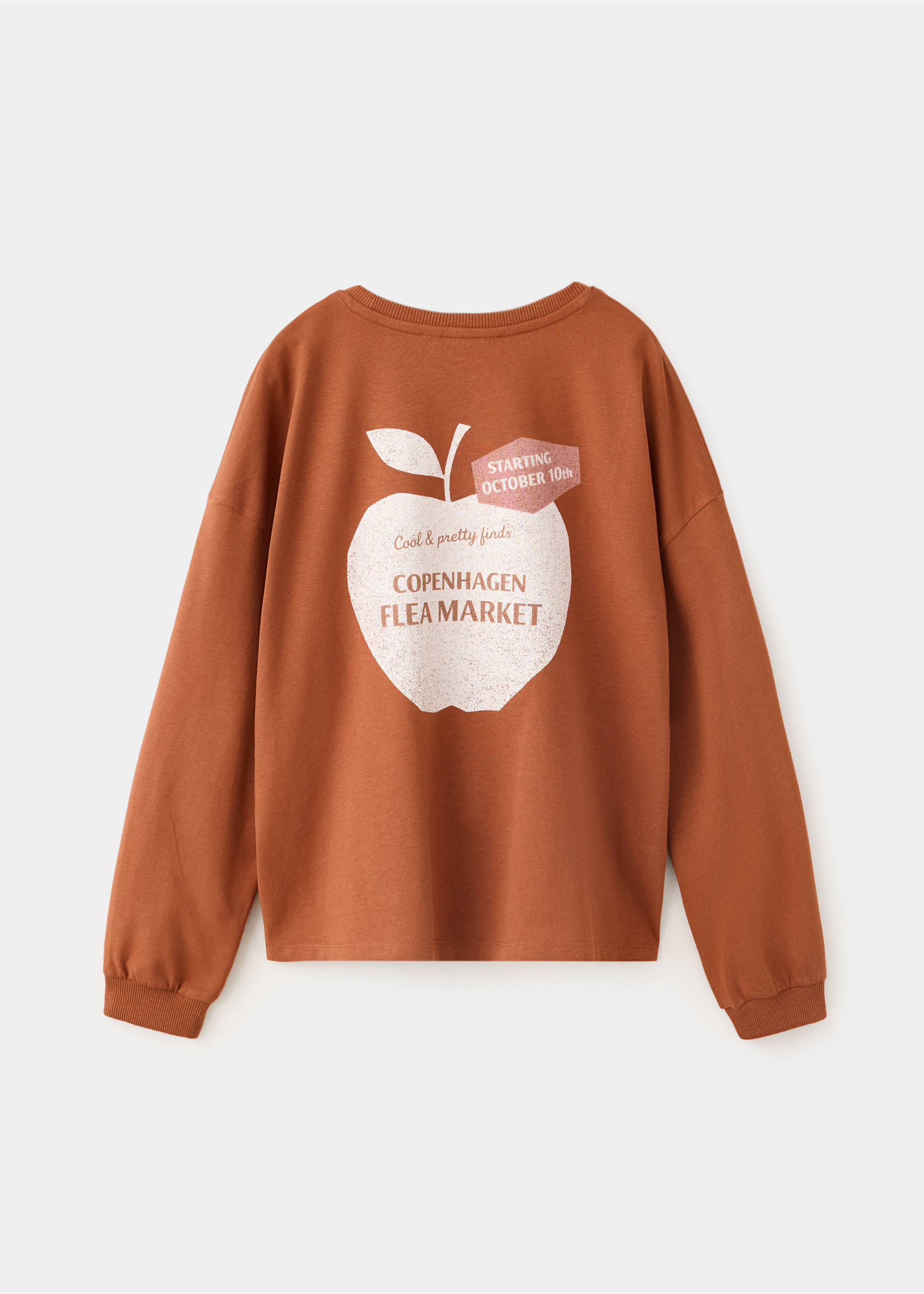 Oversized T-shirt with print detail - Reverse of the article, Russet. Ref: 37028278-00.