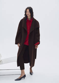 Wool coat with belt and oversized lapels — Chocolate 2