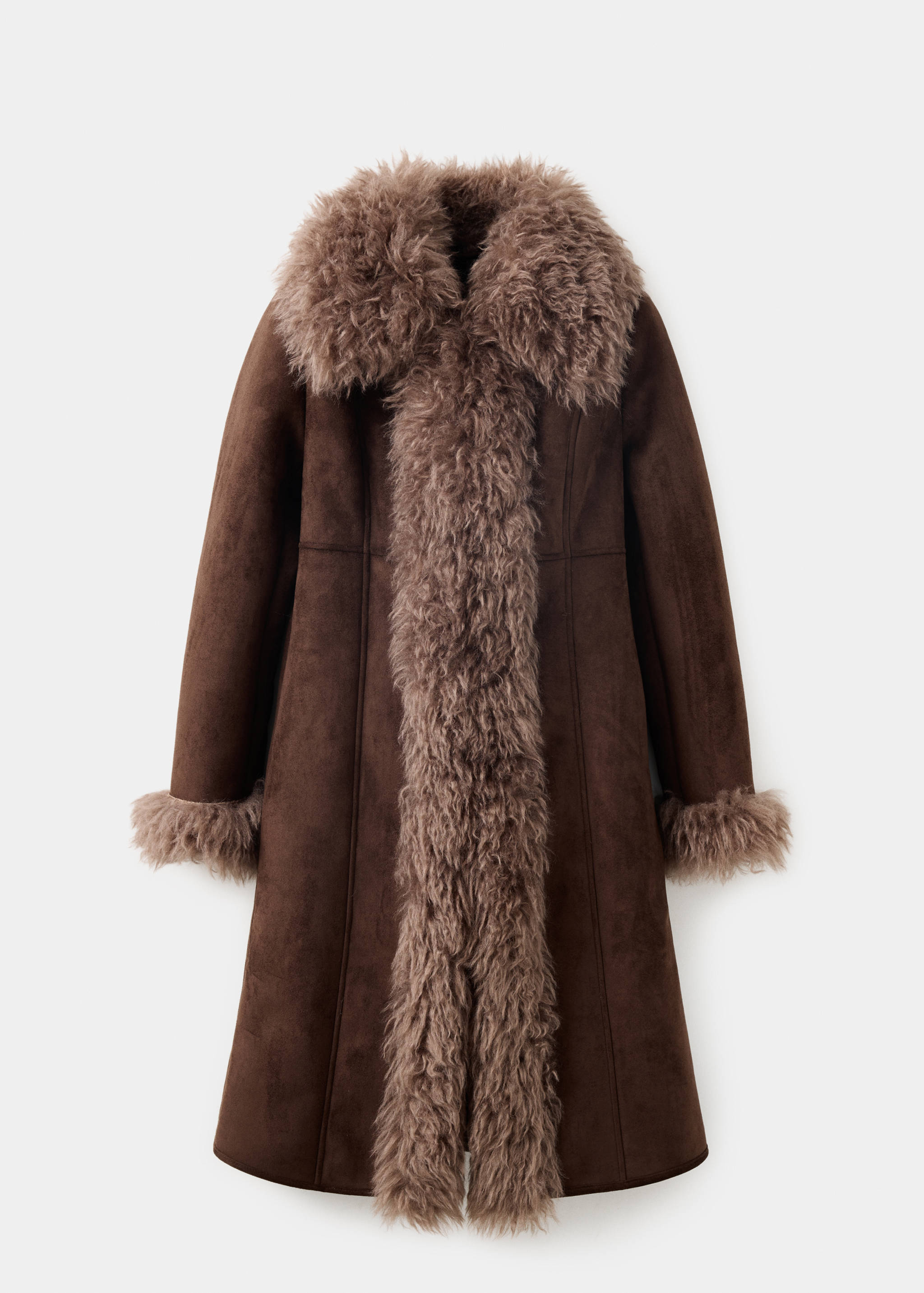 Manteau cintré avec finitions effet fourrure - Article sans modèle