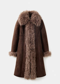 Fitted coat with faux fur trim — Chocolate 5
