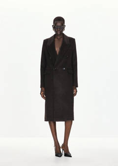 Wool-blend coat with lapels — Chocolate 2
