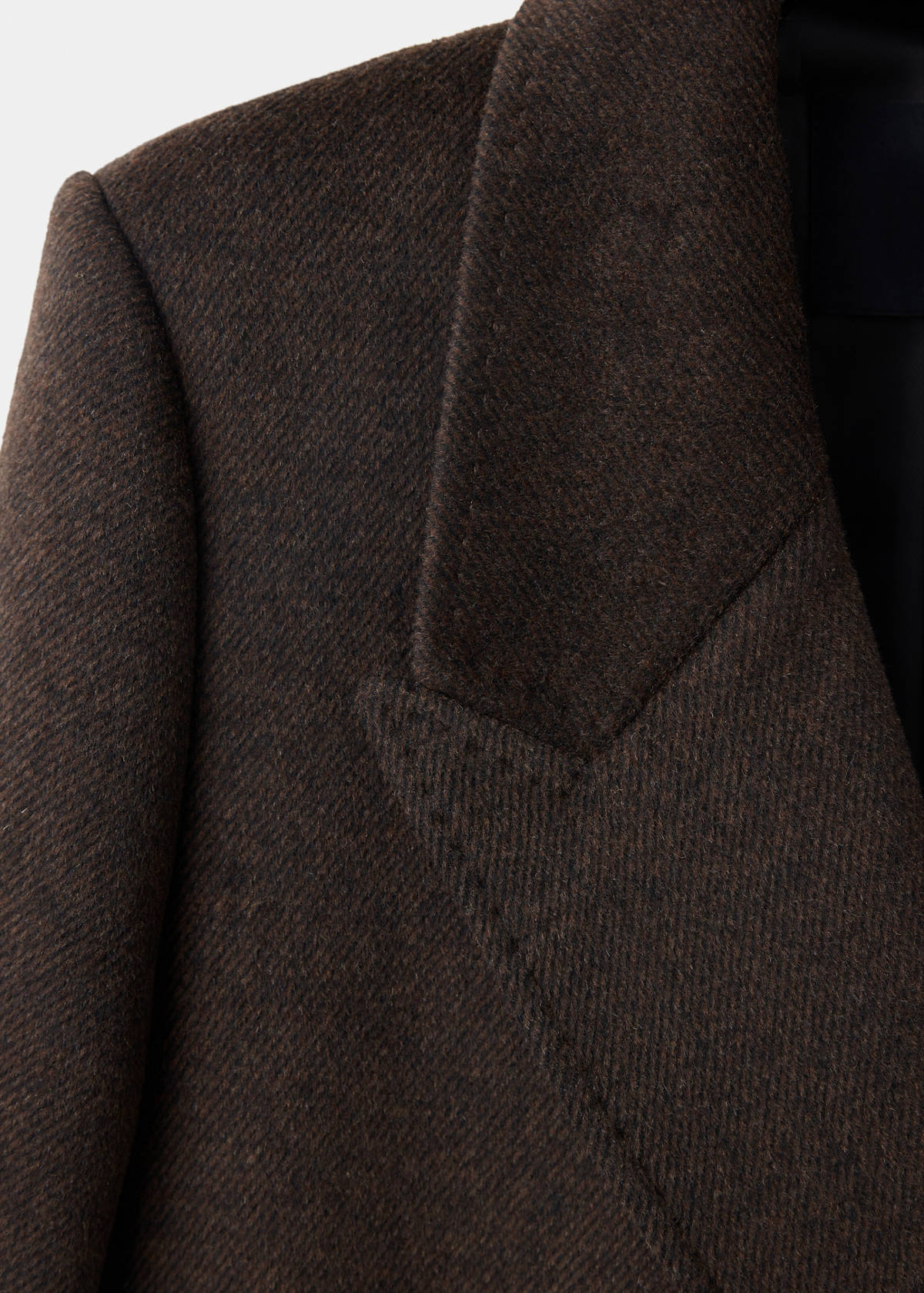 Wool-blend coat with lapels — Chocolate