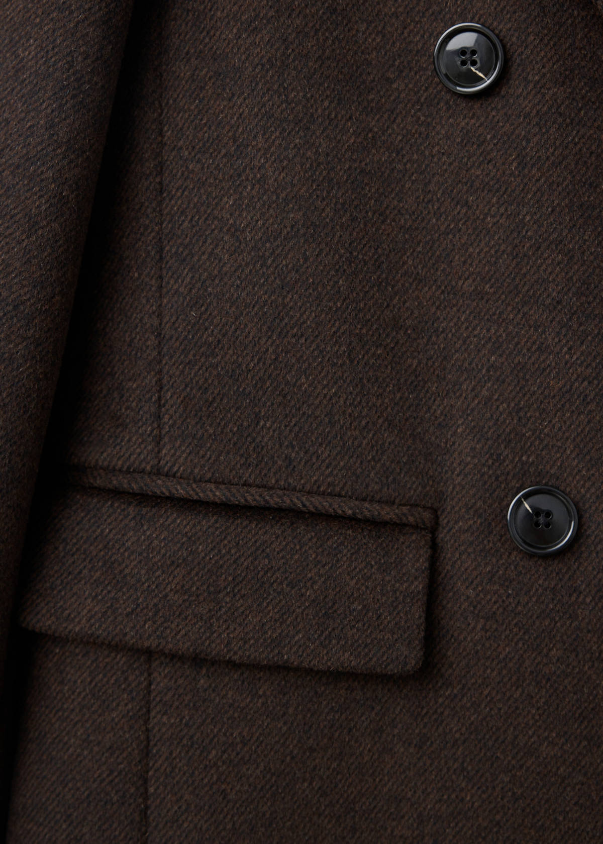 Wool-blend coat with lapels — Chocolate