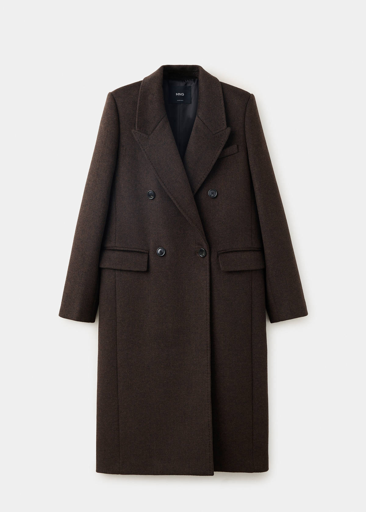 Wool-blend coat with lapels — Chocolate