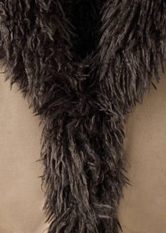 Suede-effect coat with fur-like finish — Medium Brown 7