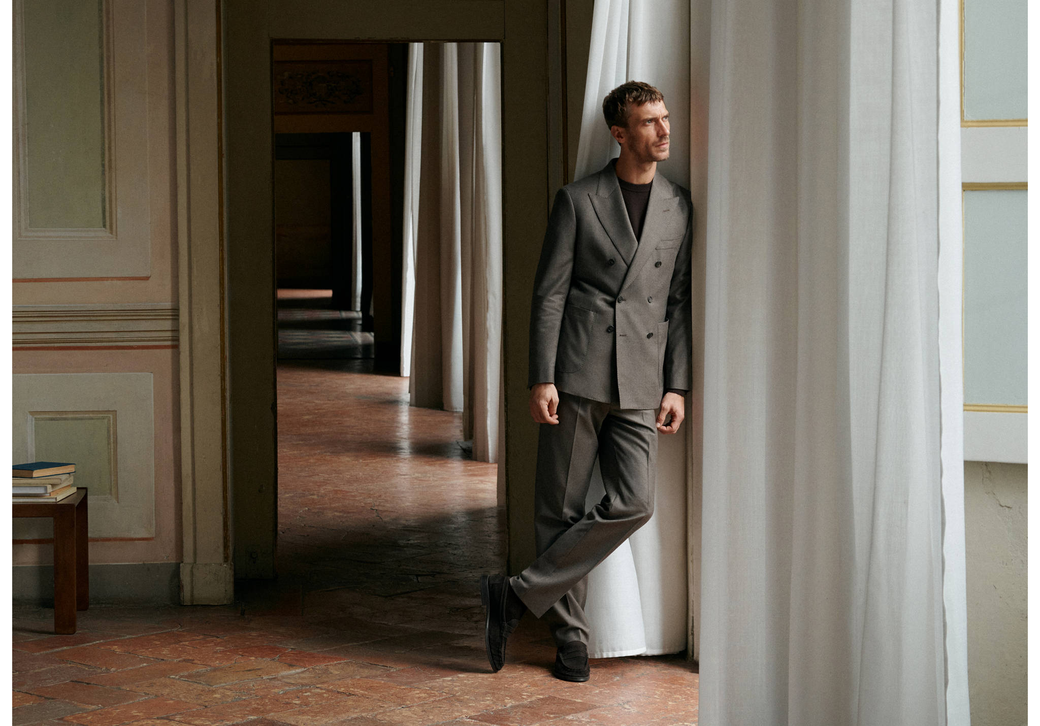 Dobbeltspent slim-fit dressjakke i flanell - Ultratotal bildeutsnitt