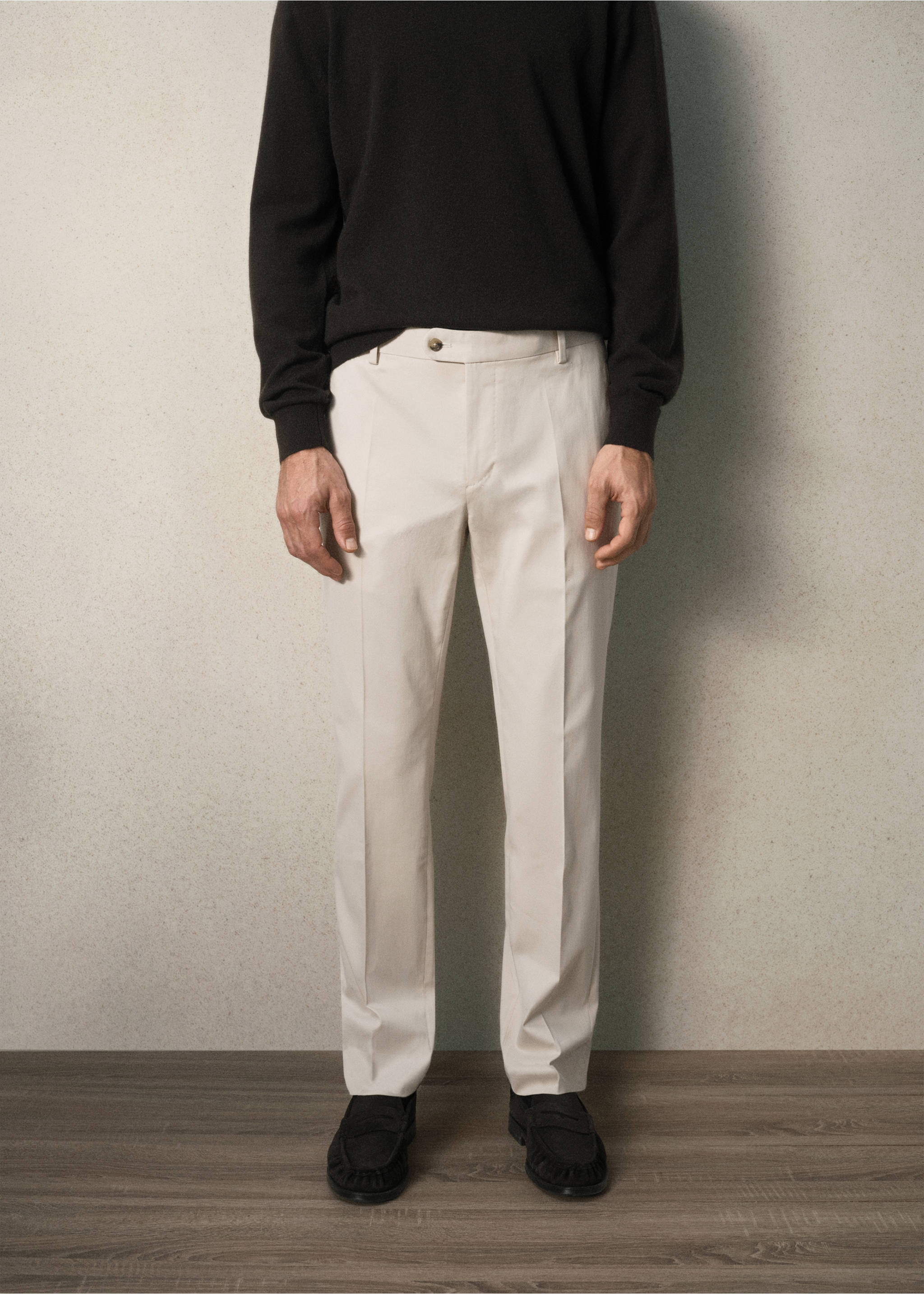 Off-white tailored trousers with a straight-leg fit and pressed creases., Beige. Ref: 37028631-00.