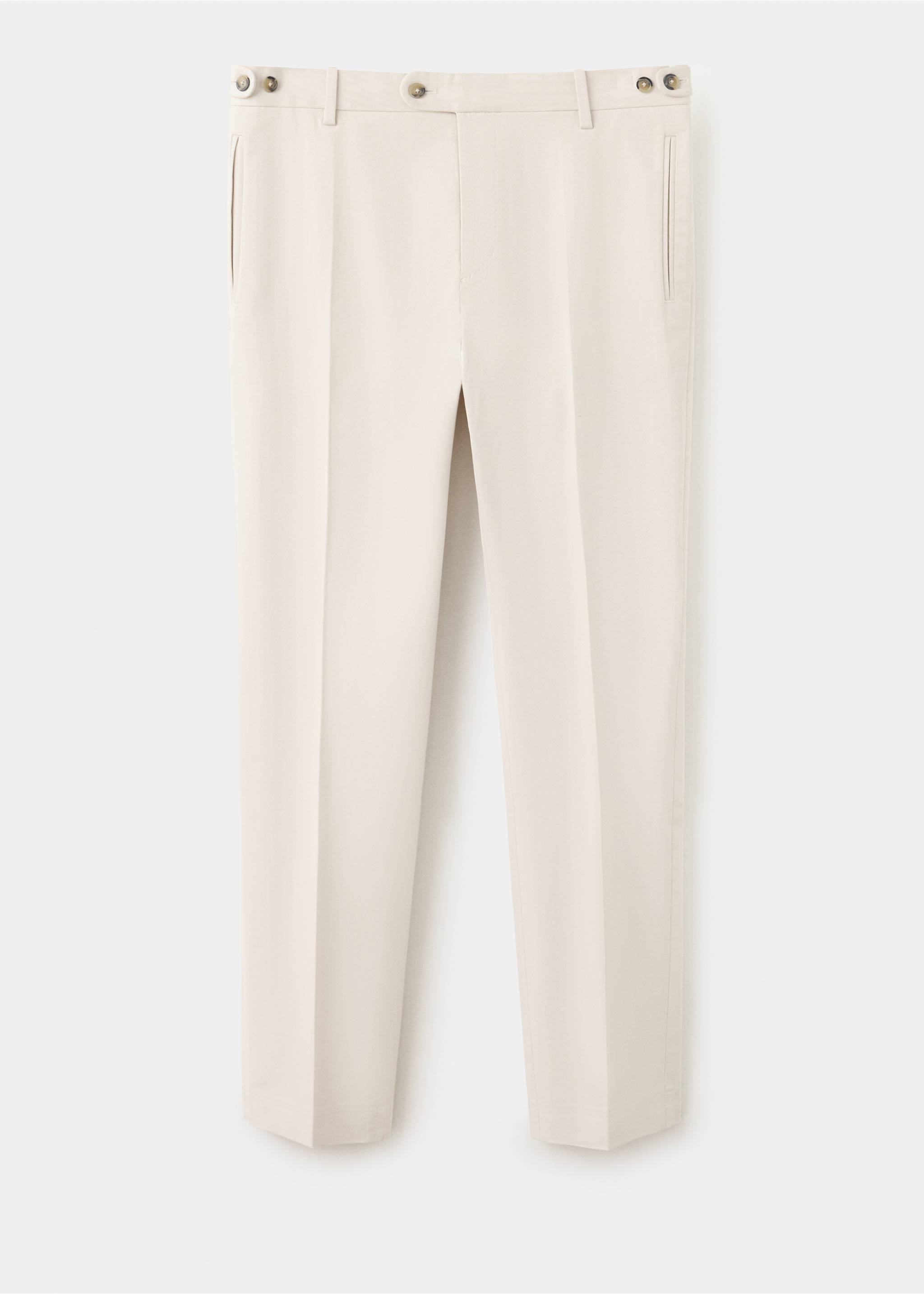 Pantalones rectos en color crema con raya marcada y trabillas ajustables en los laterales., Beige. Ref: 37028631-00.