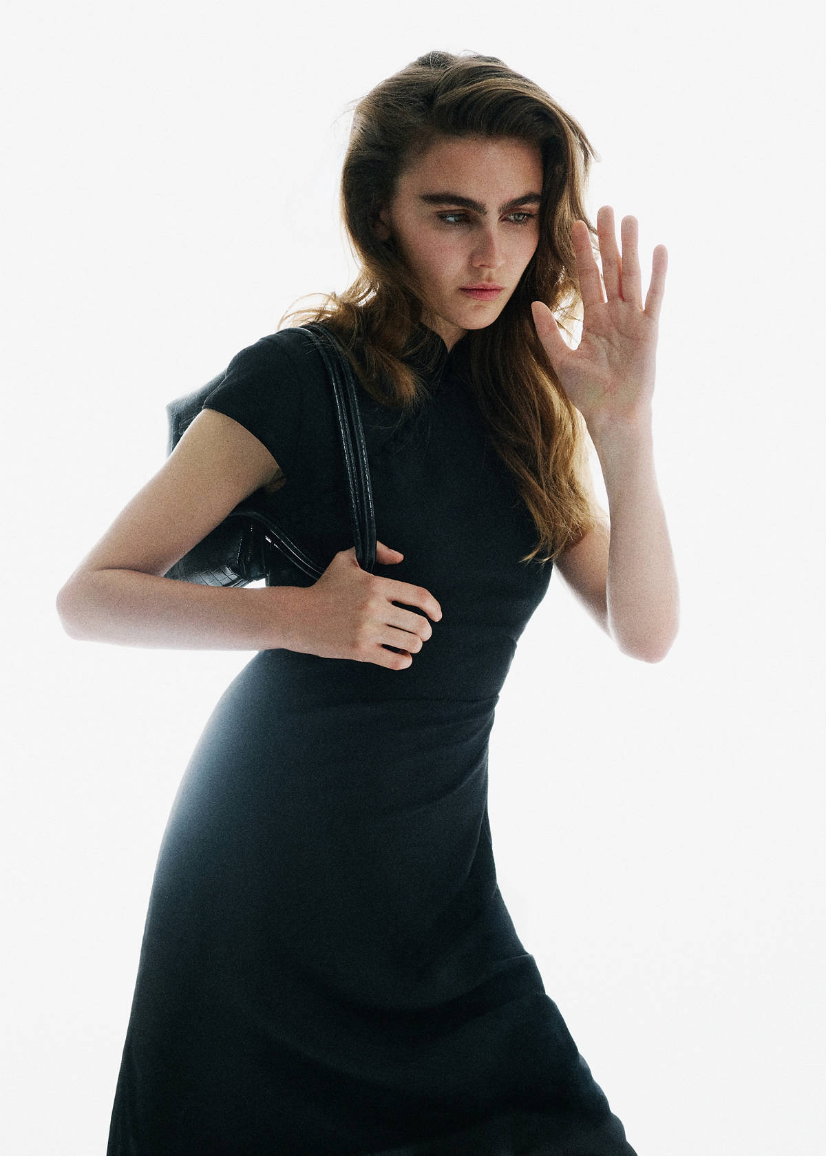 Strappy button-front dress — Black