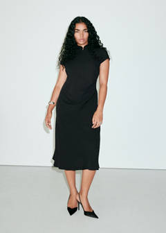 Strappy button-front dress — Black 7