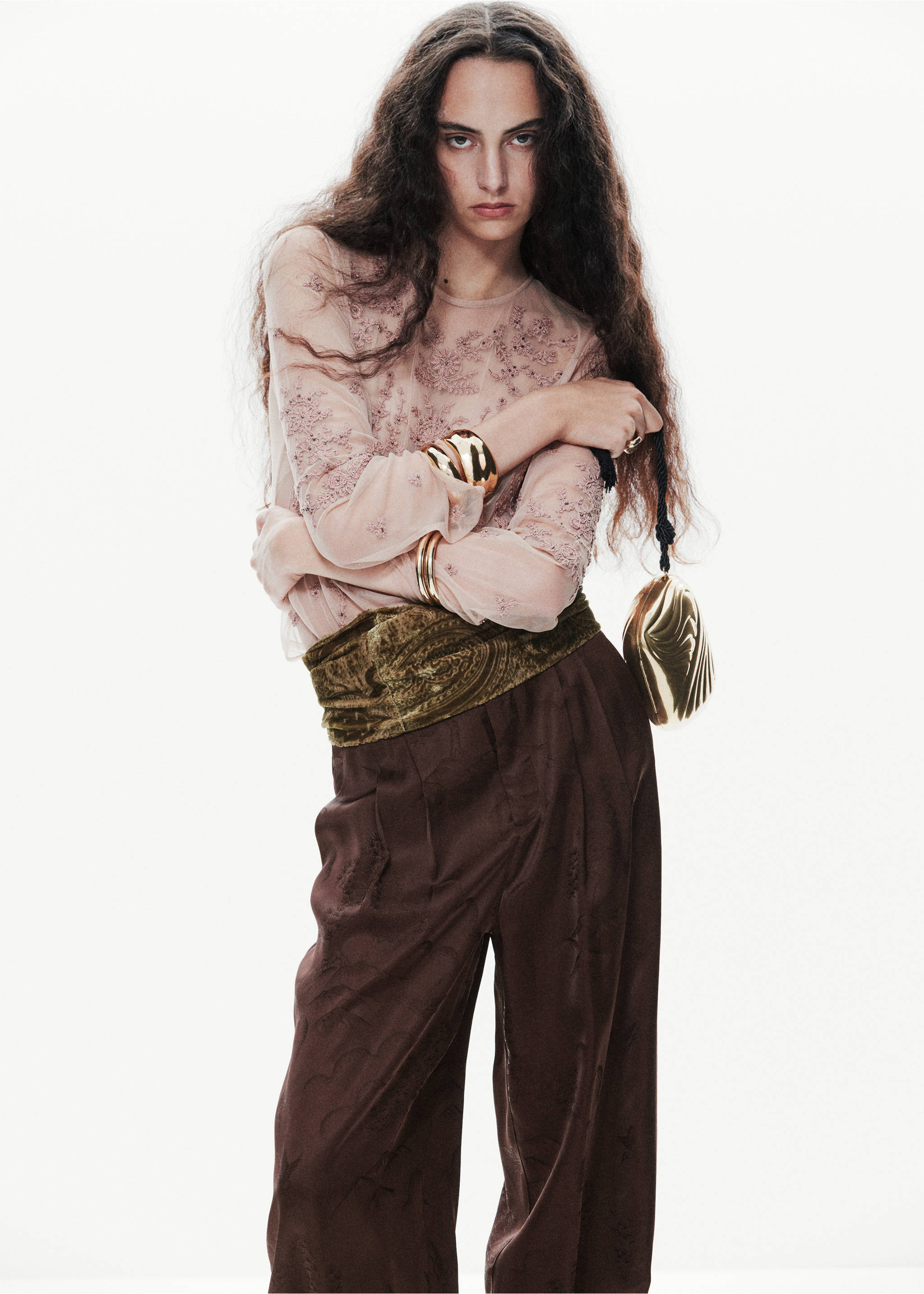 Pantalon jogger en jacquard - Détail de l'article 1, Marron. Ref: 37029130-00.