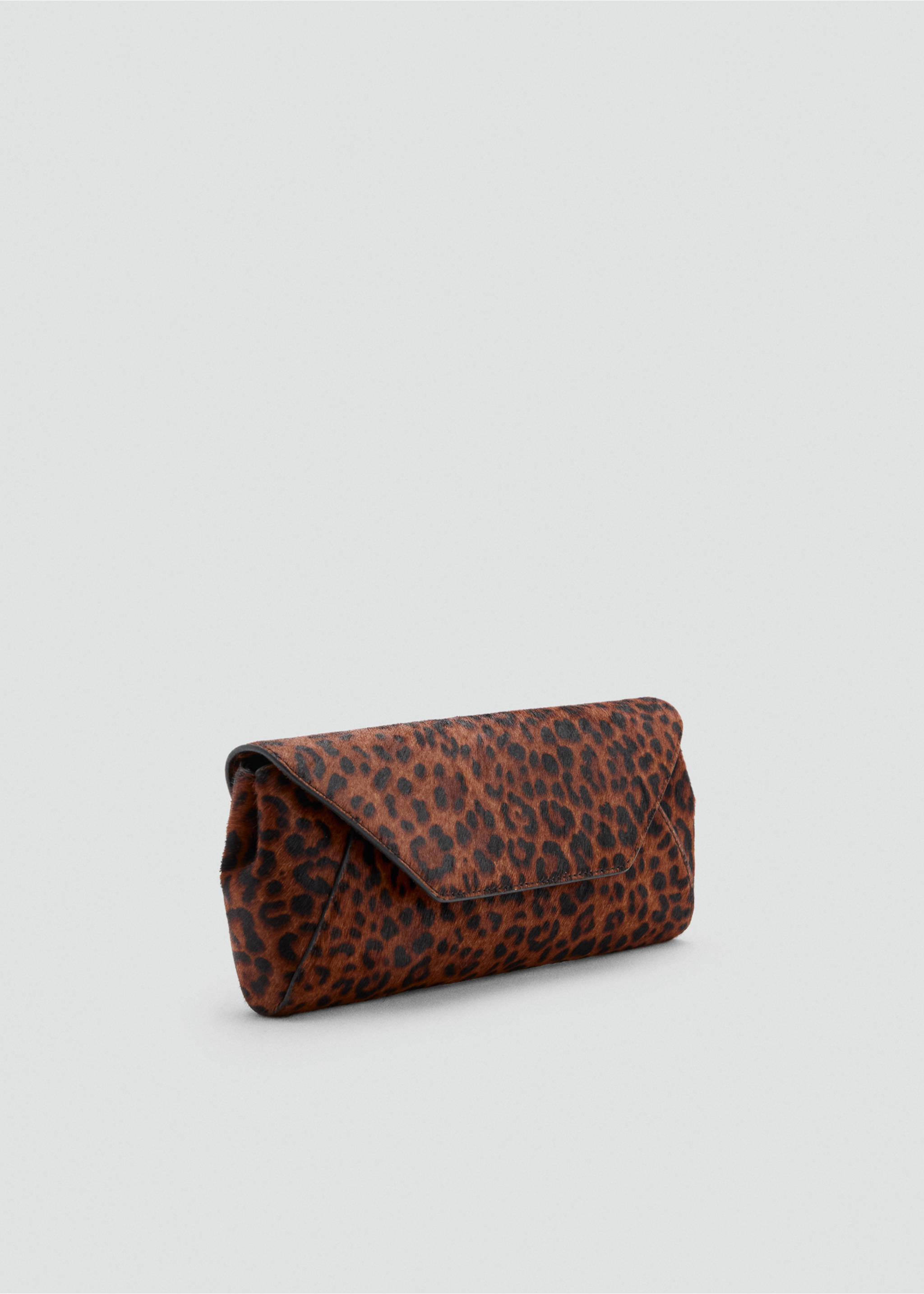 Brown leopard-print handbag with a flap closure in a three-quarter view., Brown. Ref: 37029142-00.