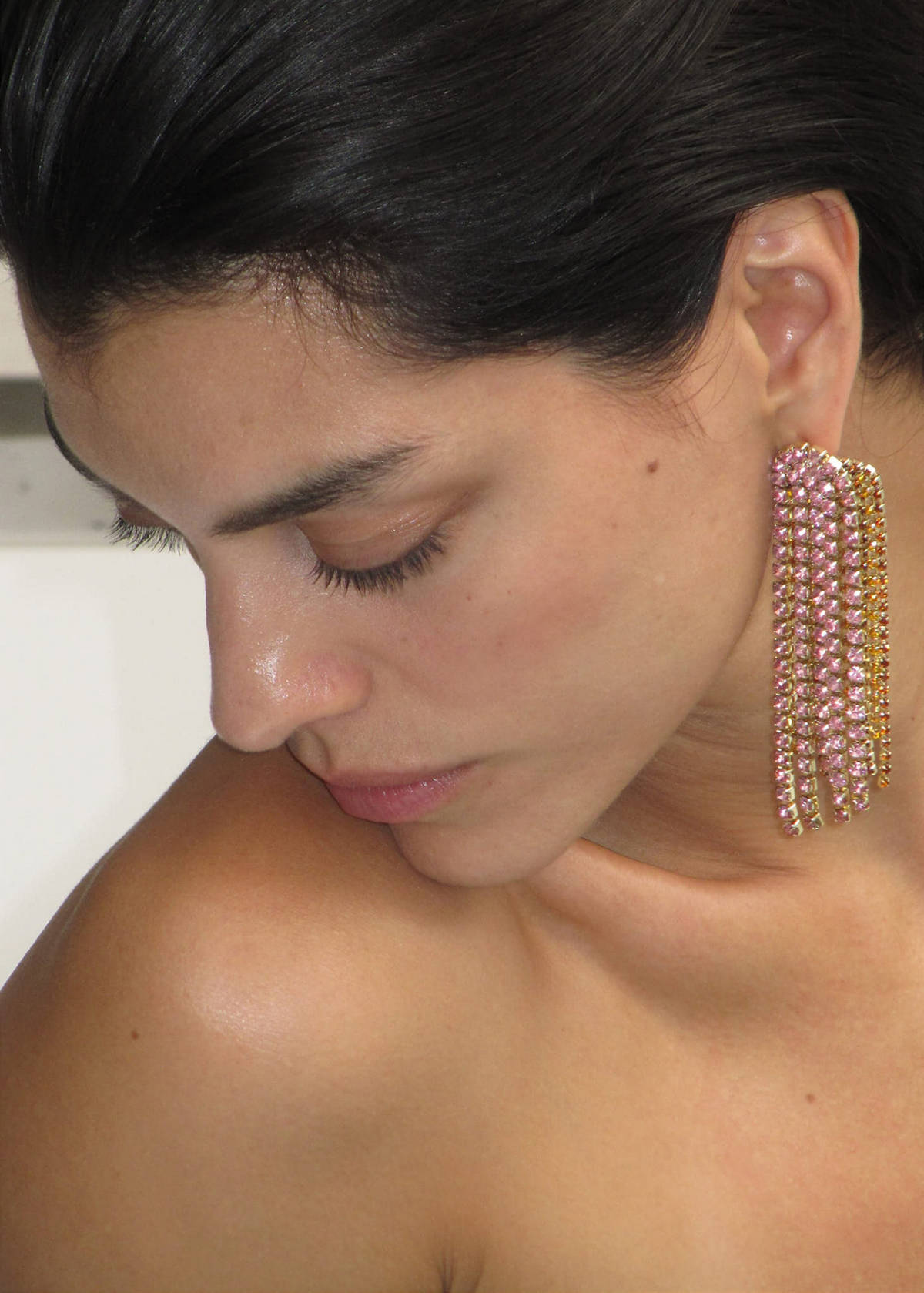 Long crystal earrings