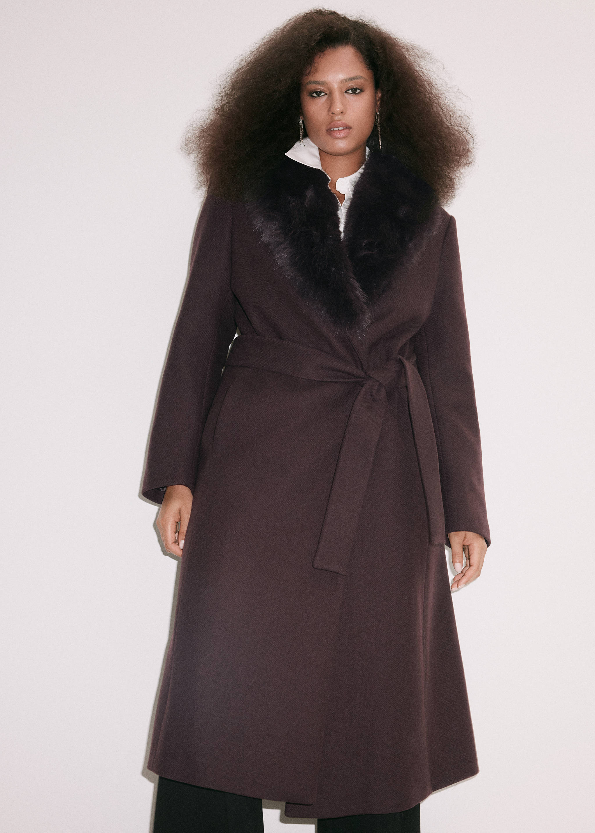 Manteau en laine Manteco avec col en fourrure amovible - Détail de l'article 6