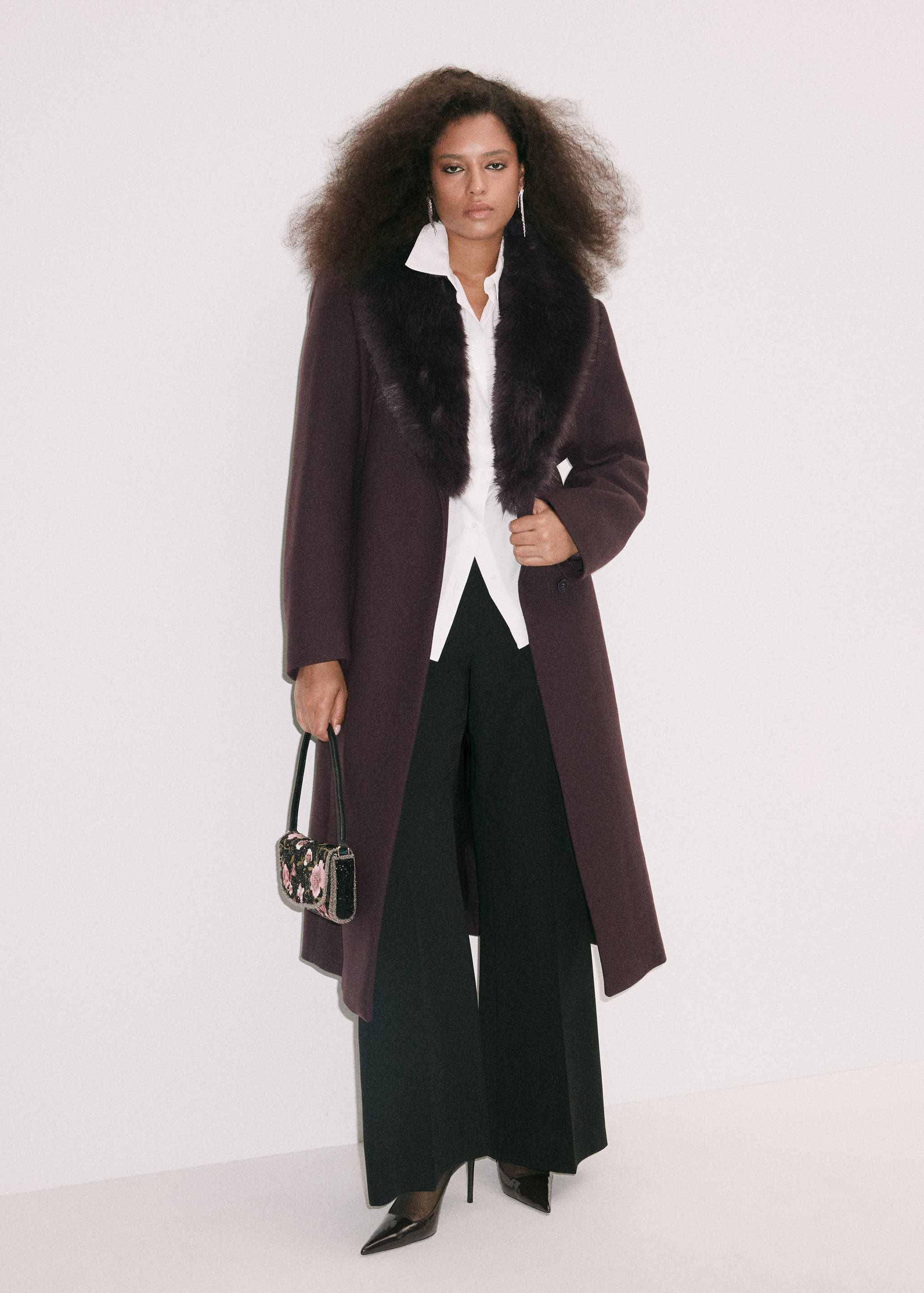 Manteau en laine Manteco avec col en fourrure amovible - Détail de l'article 5