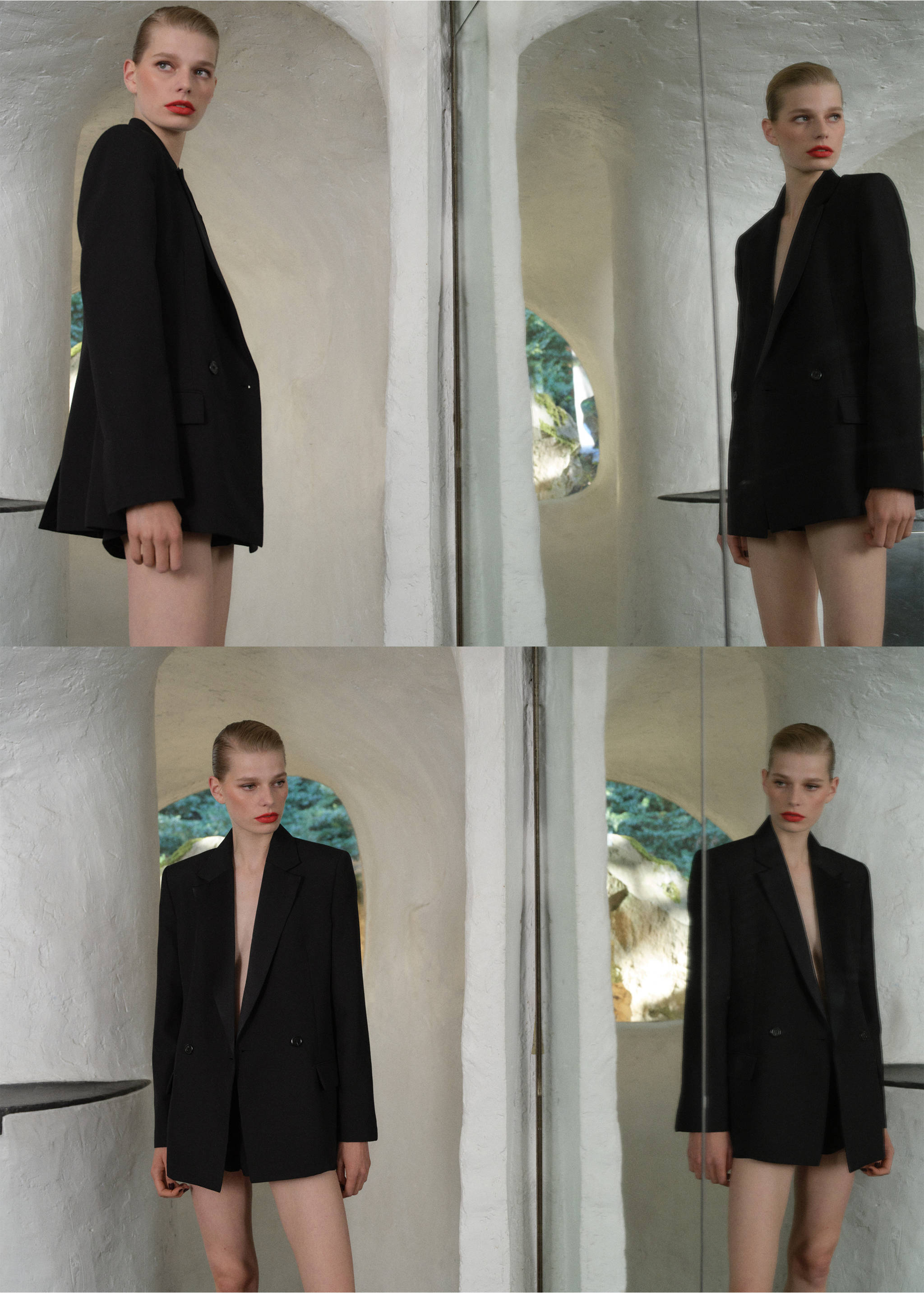 Double-breasted suit jacket - Details of the article 1, Black. Ref: 37029146-00.