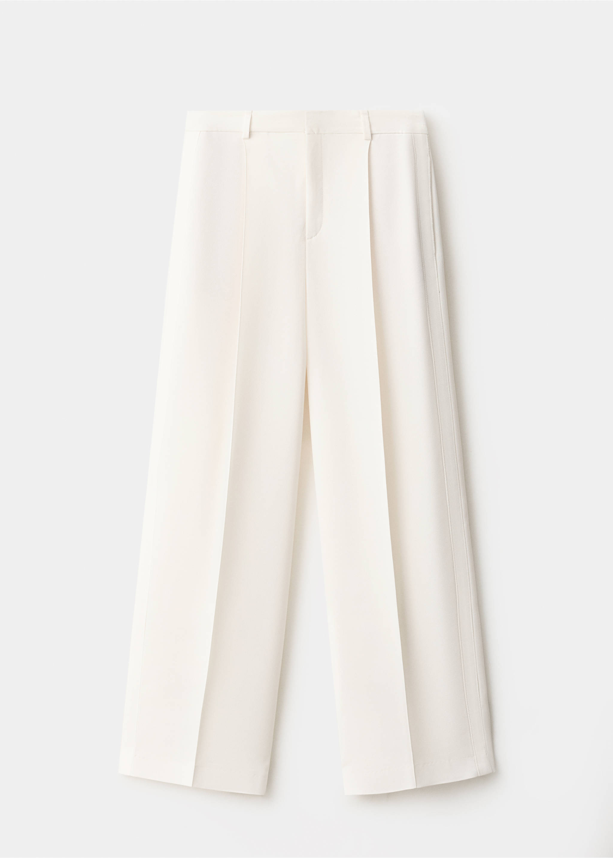 Cream straight-leg trousers with pressed center creases., Ecru. Ref: 37029214-00.