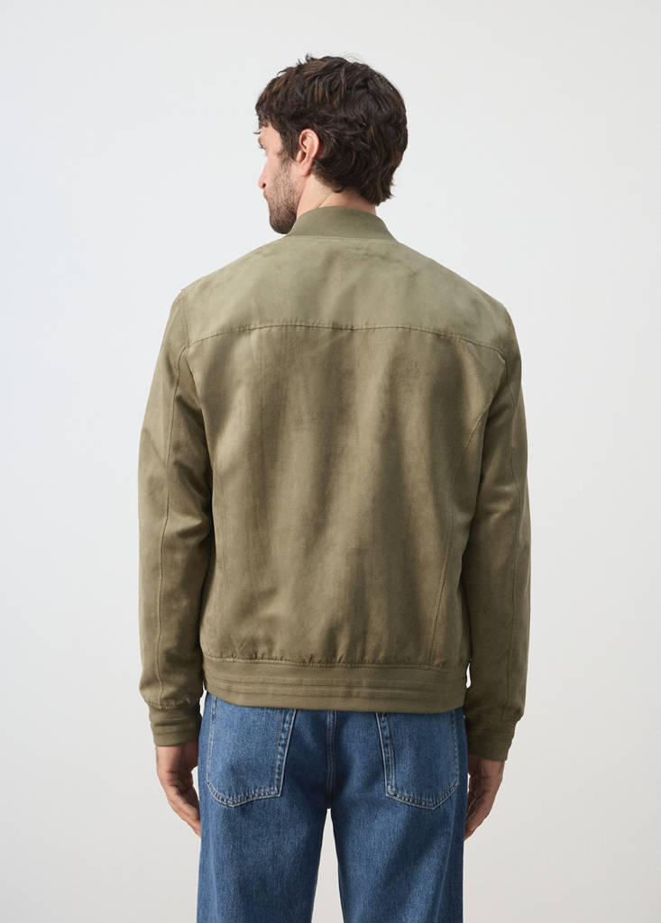 Suede-effect bomber jacket — Khaki
