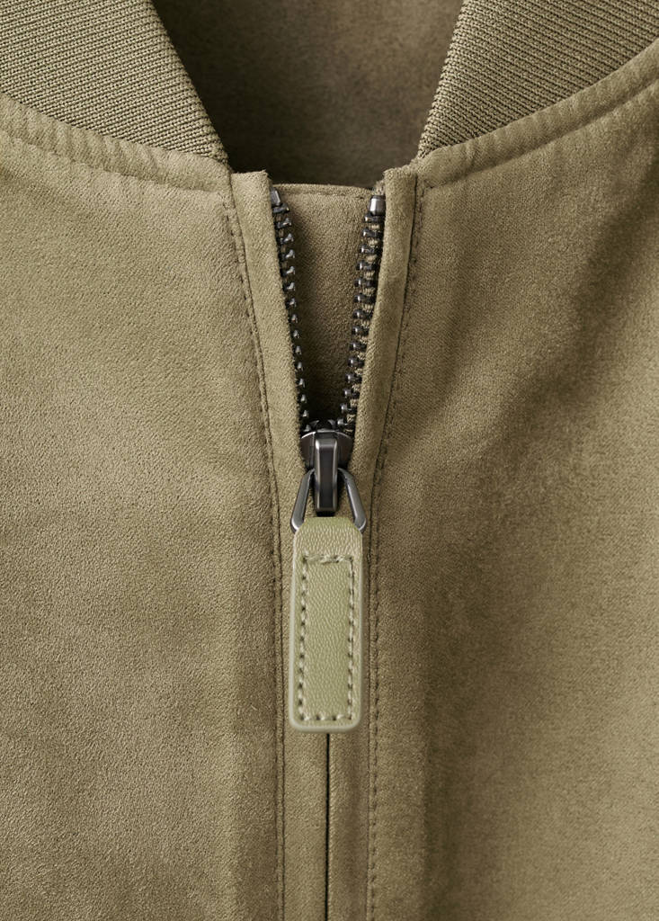 Suede-effect bomber jacket — Khaki
