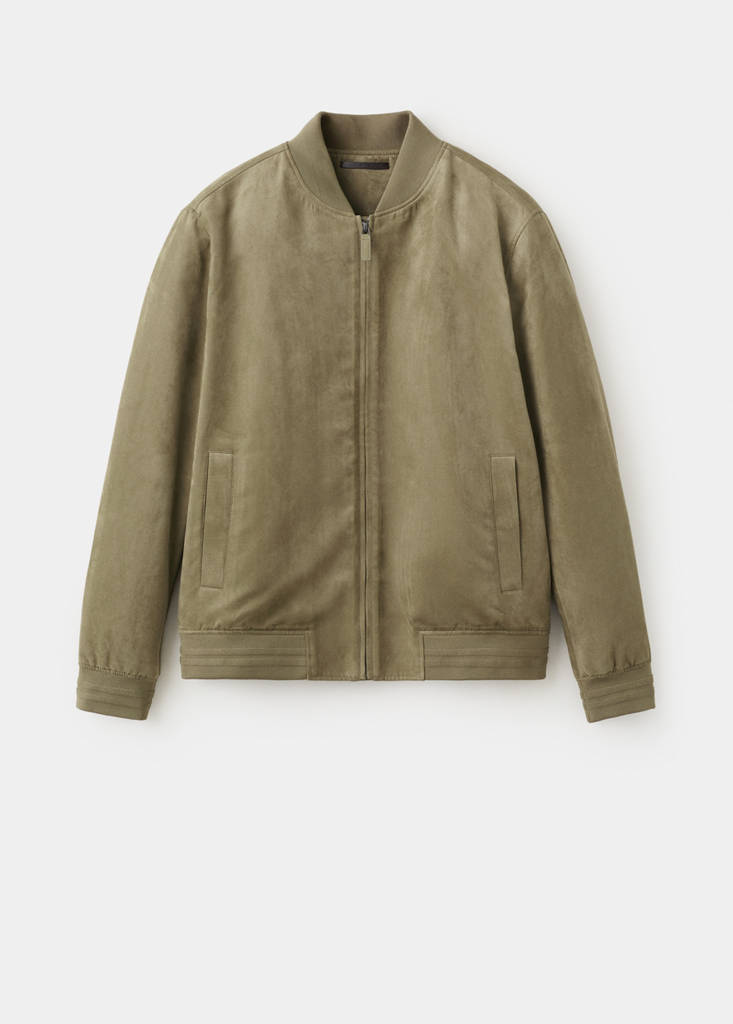Suede-effect bomber jacket — Khaki