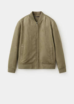 Suede-effect bomber jacket — Khaki 6