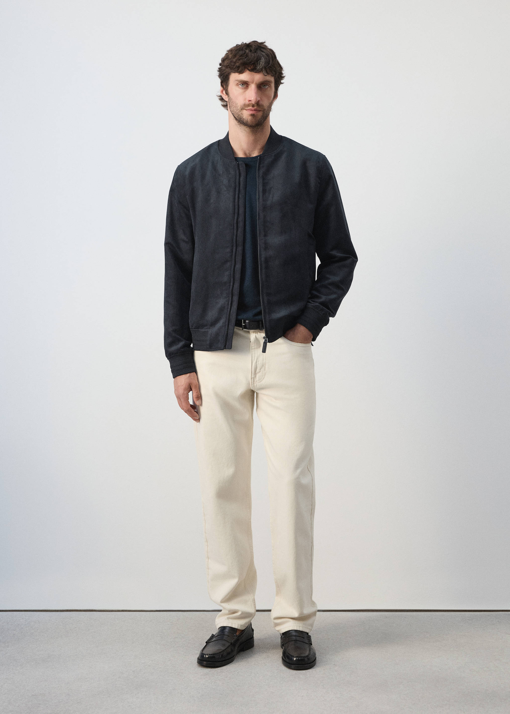Suede-effect bomber jacket - General plane