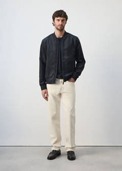 Suede-effect bomber jacket — Navy 2