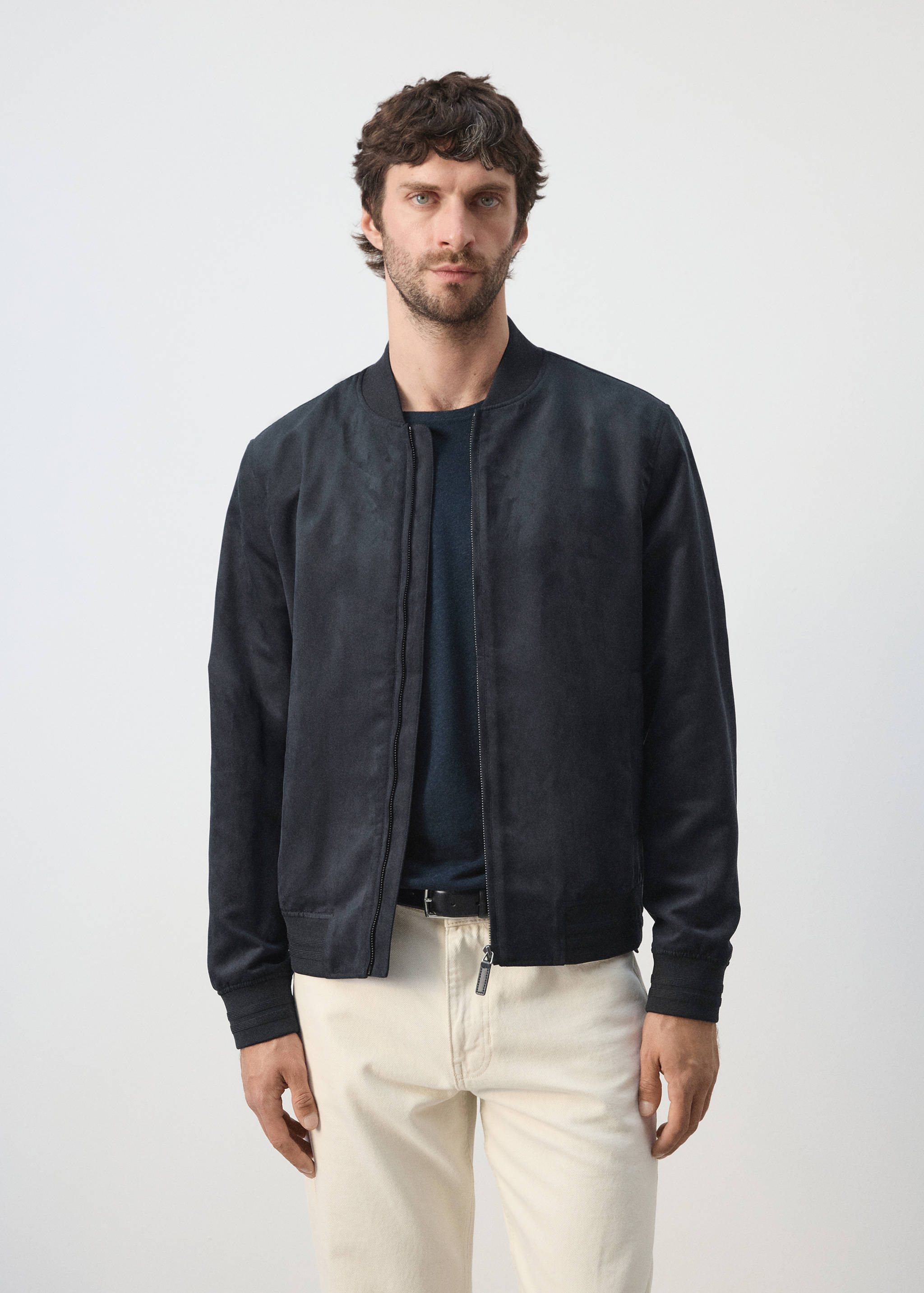 Suede-effect bomber jacket - Medium plane