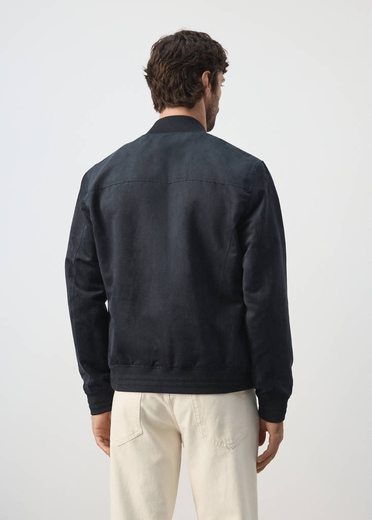 Suede-effect bomber jacket — Navy
