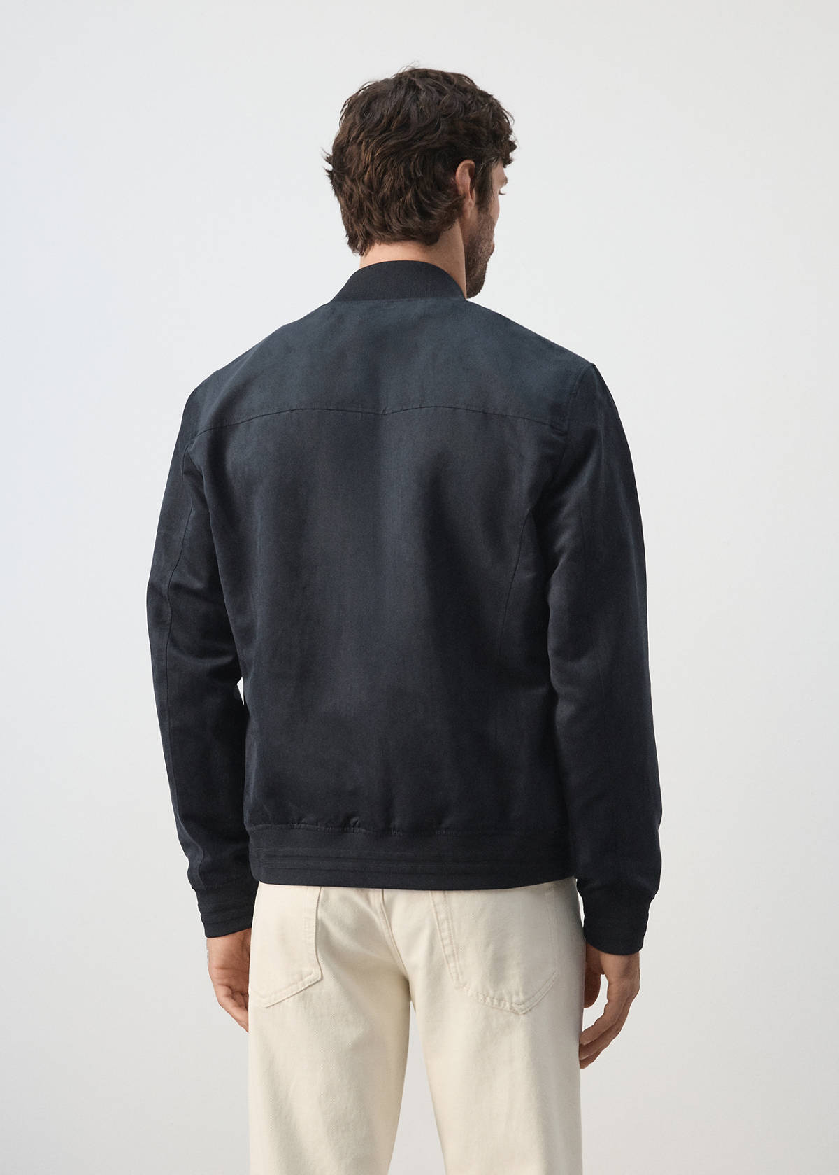 Suede-effect bomber jacket — Navy