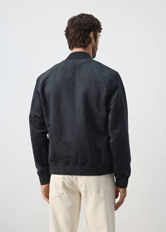 Suede-effect bomber jacket — Navy 3