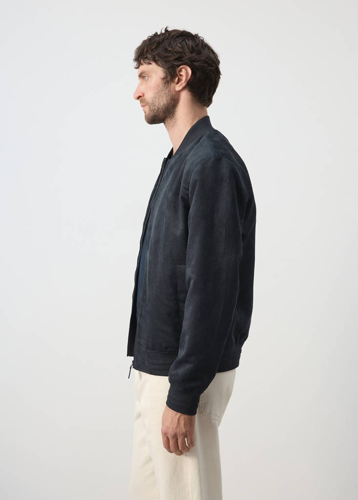 Suede-effect bomber jacket — Navy