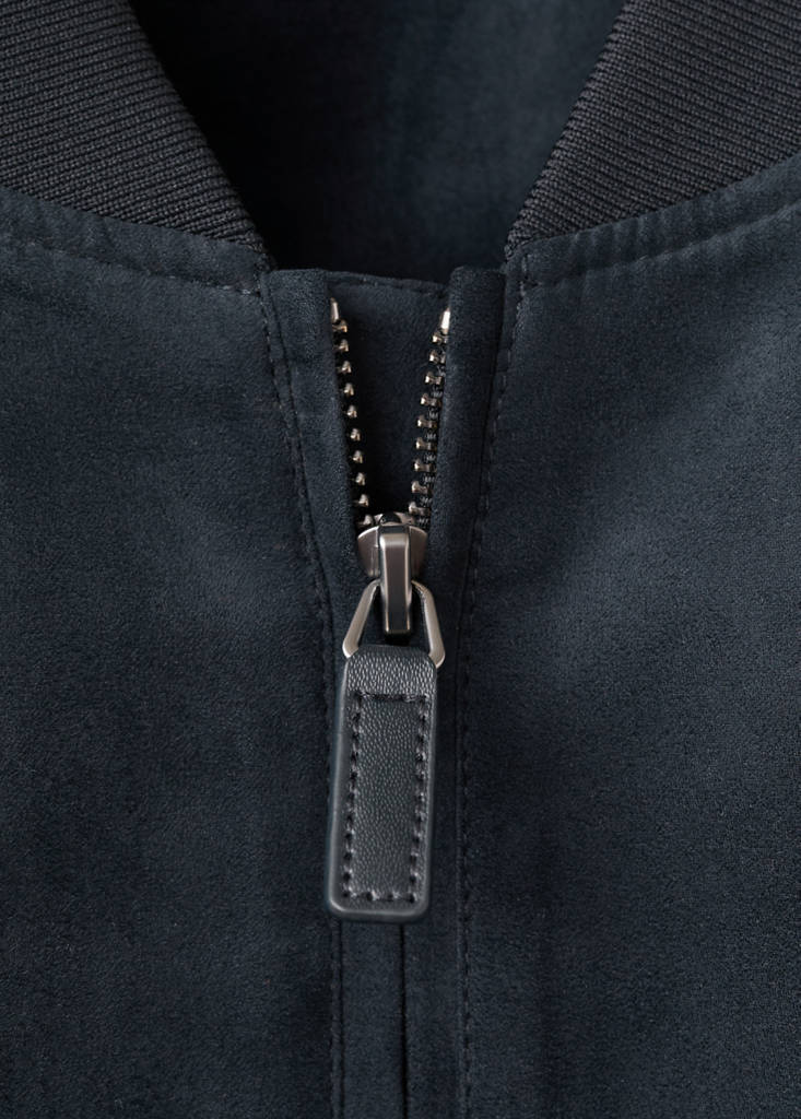 Suede-effect bomber jacket — Navy