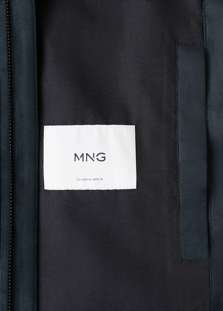 Suede-effect bomber jacket — Navy