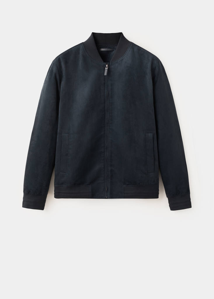 Suede-effect bomber jacket — Navy