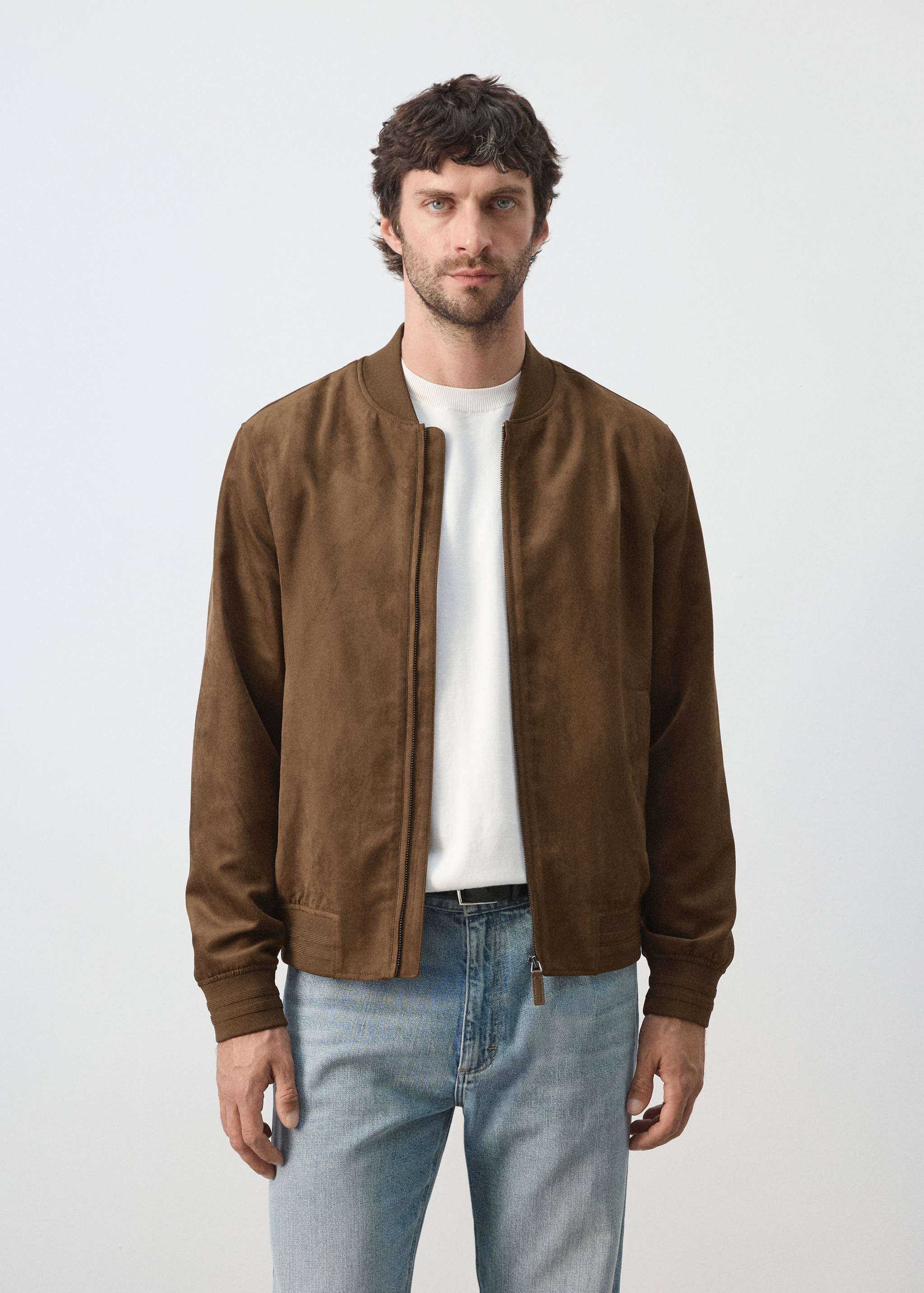 Suede-effect bomber jacket - Medium plane