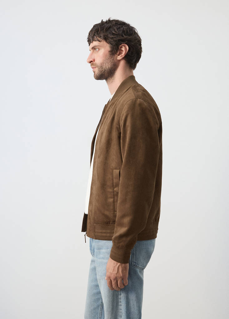 Suede-effect bomber jacket — Cognac