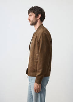 Suede-effect bomber jacket — Cognac 5