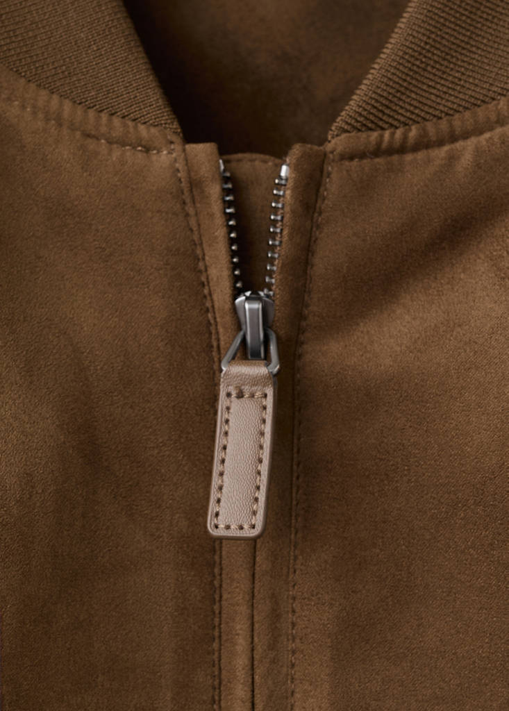 Suede-effect bomber jacket — Cognac
