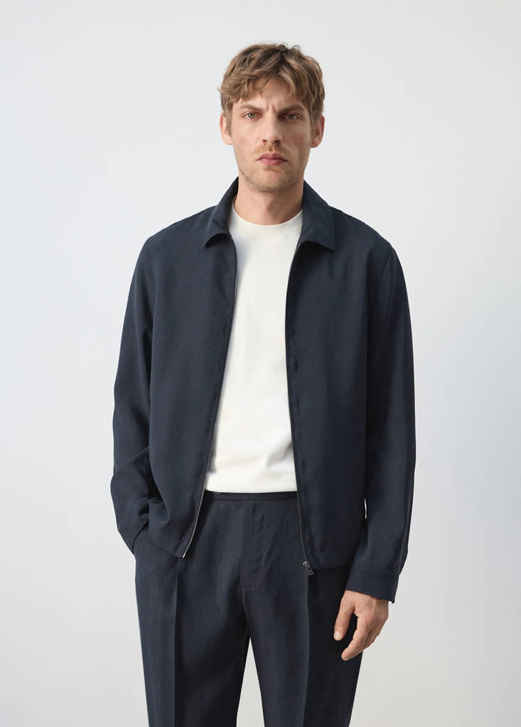 Modal zip jacket — Navy