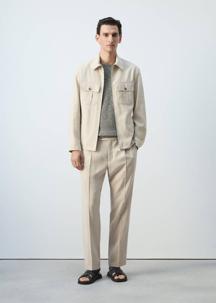 Regular fit modal jacket with pockets — Ivory White