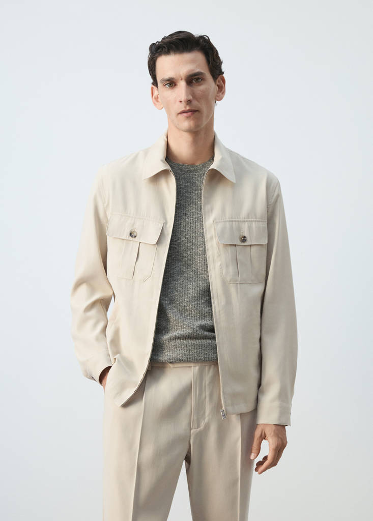 Regular fit modal jacket with pockets — Ivory White