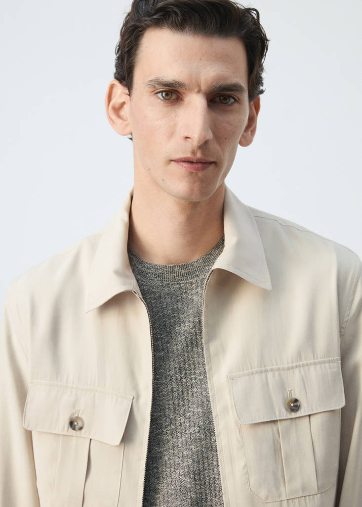 Regular fit modal jacket with pockets — Ivory White