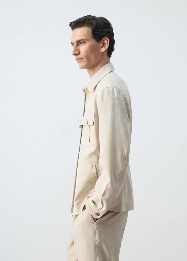 Regular fit modal jacket with pockets — Ivory White