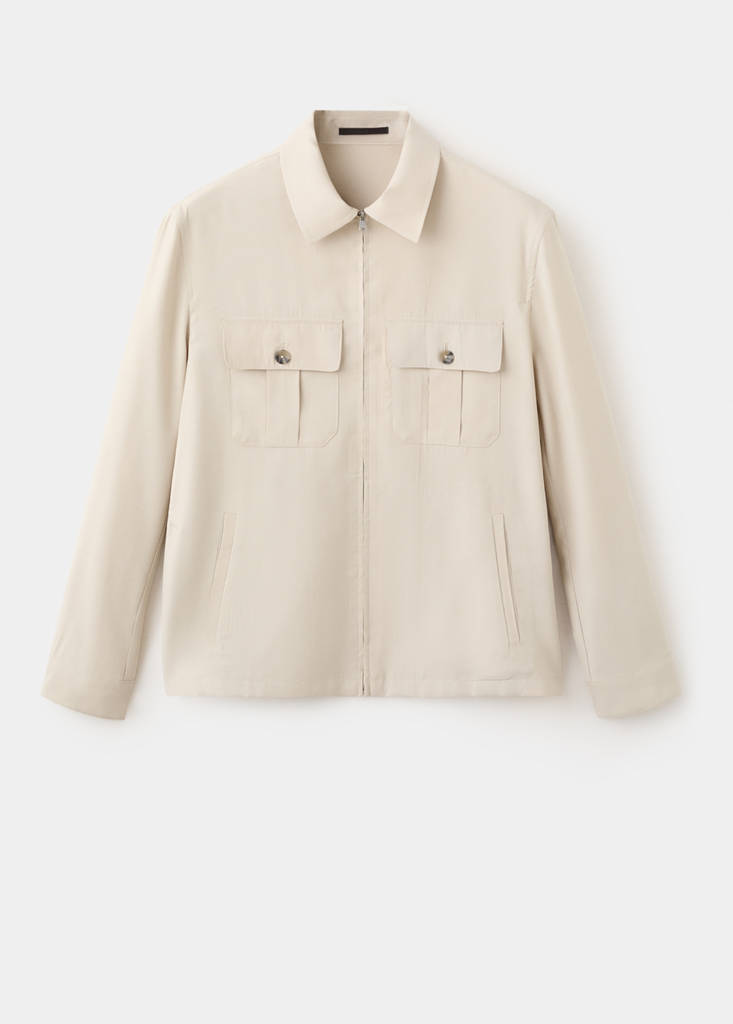 Regular fit modal jacket with pockets — Ivory White