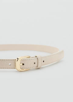 Thin faux crocodile leather belt — Ecru 2